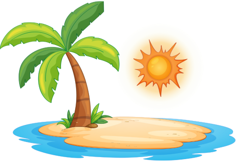 island with palm tree and sun