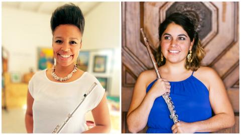 Photos of flutists Valerie McElroy and Julia Barnett