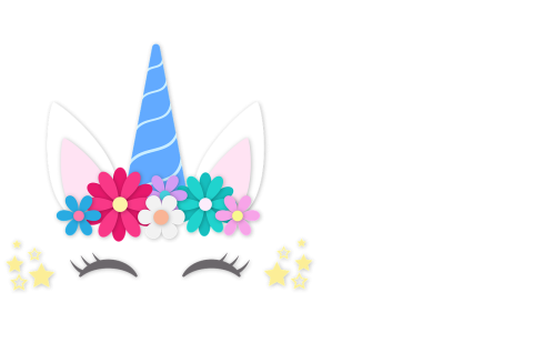 Unicorn horn and ears, with flowers for a mane 