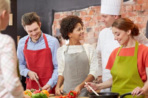 People learning to cook.