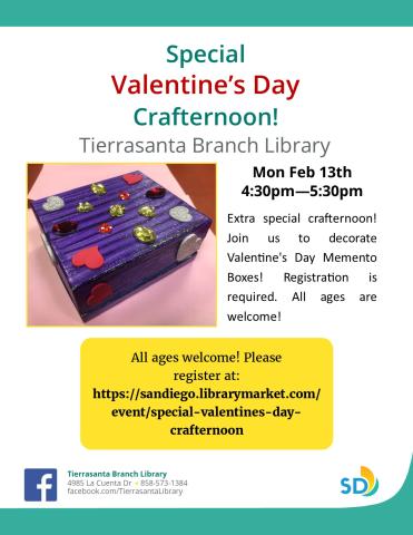 Flyer feat. a purple painted keepsake box with red hearts and glitter <3