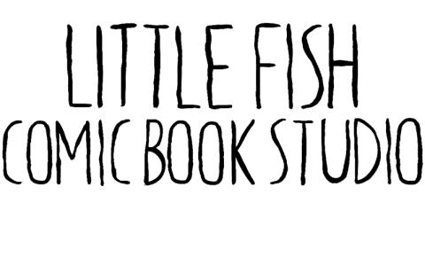 Little Fish Comic Book Studio in black letters on white background