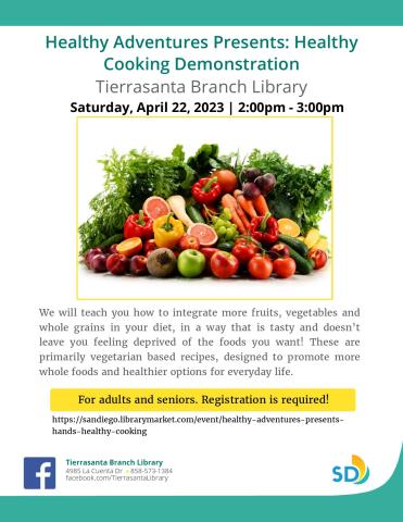 Program flyer showing fruits and vegetables 