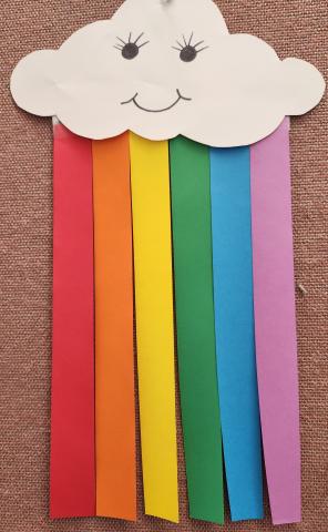Cloud and rainbow banner made from paper