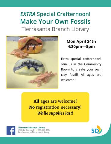 flyer with clay dinosaur fossils