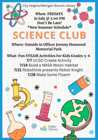 July 2023 Science Club Flyer