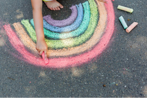 Rainbow sidewalk chalk 