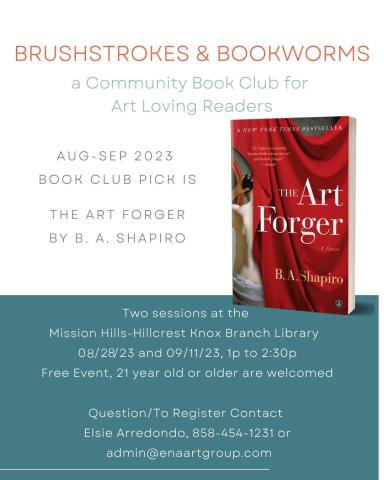 Flyer showing cover of book and details of book club
