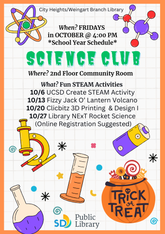 October 2023 Science Club Flyer