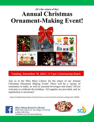 Flyer with Christmas gift on front. Christmas gift shows images of children, Santa, the Three Kings, mother and child crafting and Christmas cookies.