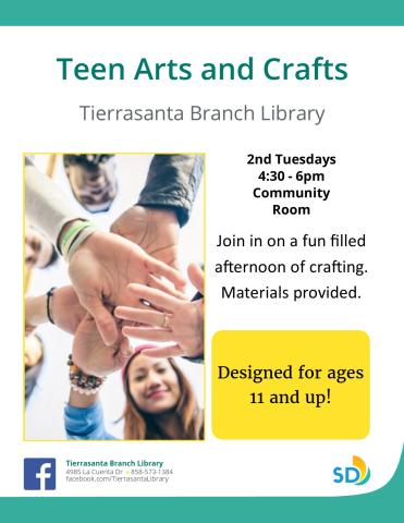 Flyer with the image of teenagers in a circle with their hands together