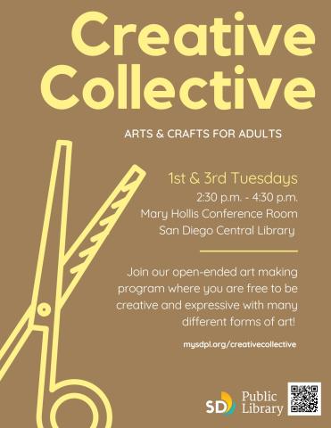Program flyer for Adult art workshops occurring 1st and 3rd Tuesday through 2024