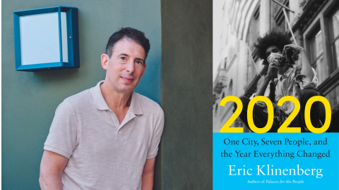 Photo of man next to wall, photo of book