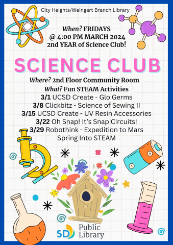 March 2024 Science Club Flyer