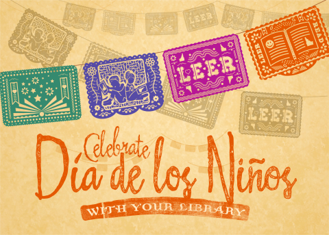 Dia de los Ninos poster with papel picado banners