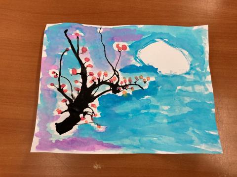 Watercolor Cherry Blossom Tree Craft