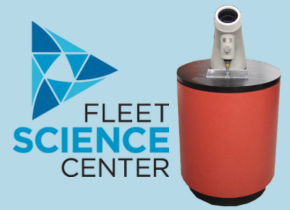 Fleet Science center logo with a picture of a science exhibit called the Wentzscope.