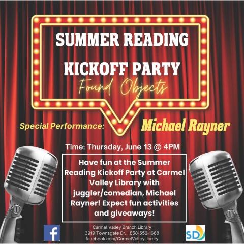 Join our Summer Reading Program Kickoff Party at Carmel Valley Library 