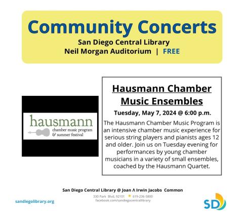 flyer with Hausmann Chamber Music Program information and logo