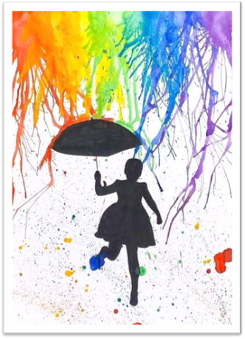 Rainbow Blow Painting Silhouette