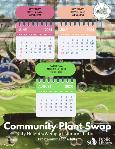 Community Plant Swap Schedule for June, July and August 