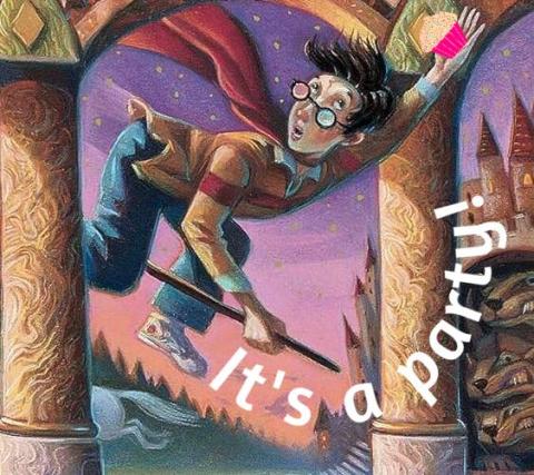 Harry Potter on broomstick Nimbus 2000