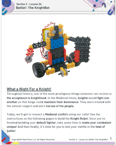Knightbot sample and information card