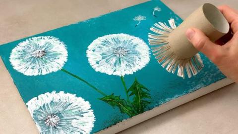 Paper roll dandelion Painting