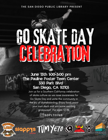 Flyer with skateboarder and text to describe the program