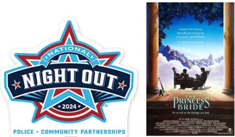 National Night Out Logo and Princess Bride Movie Poster