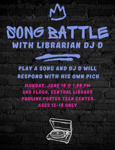 Song Battle with Librarian DJ D flyer.