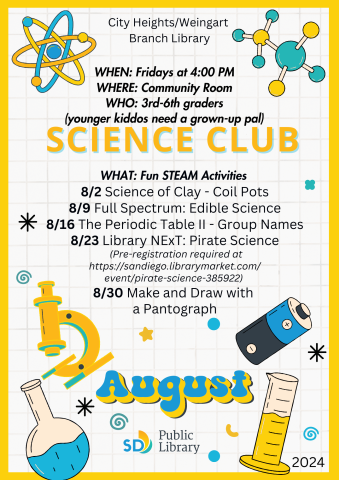 August 2024 Science Club Flyer