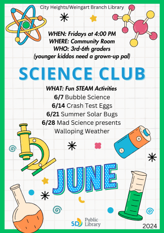 June 2024 Science Club Flyer