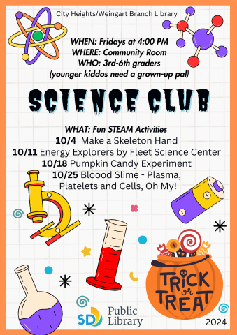October 2024 Science Club Flyer