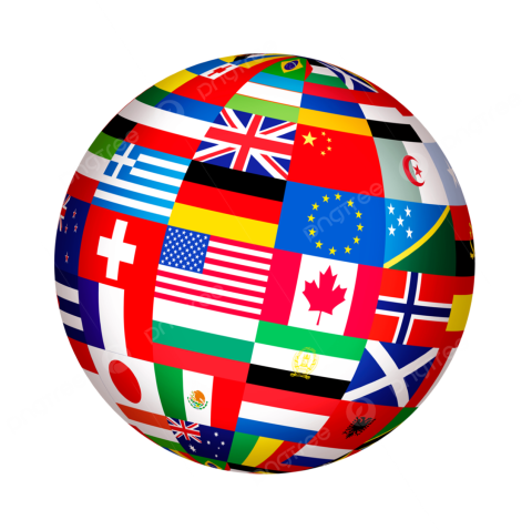 Globe covered in flags from various countries