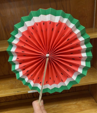 Watermelon-themed paper fan