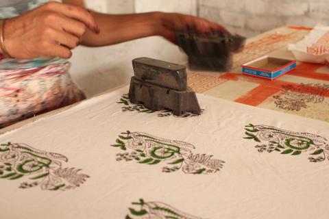 Image of block printing on textile