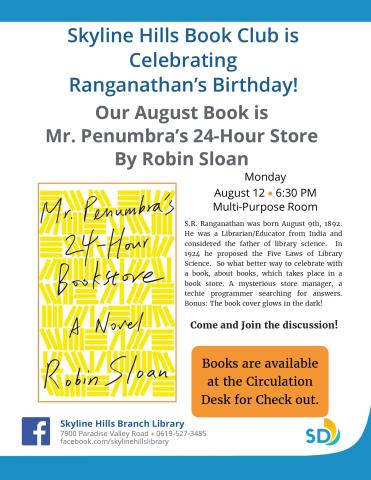 Join the Book Discussion Mr. Penumbra's 24-Hour Bookstore. Celebrating Books!