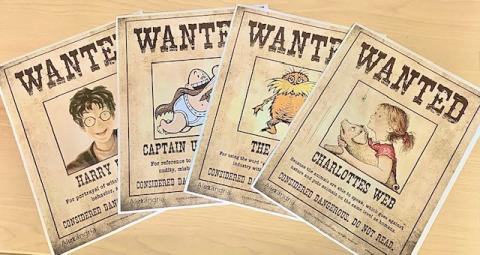 Wanted posters for banned children's books!