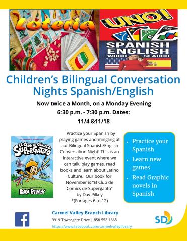 Join us for fun, games, and Bilingual Spanish/English conversation!