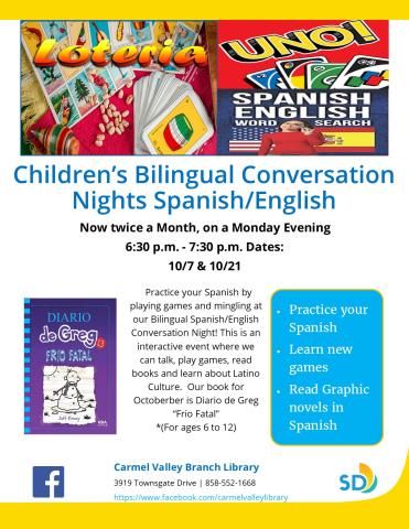 Join us for fun, games, and Bilingual Spanish/English conversation!