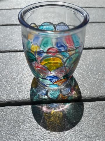 Glass painted candle holder