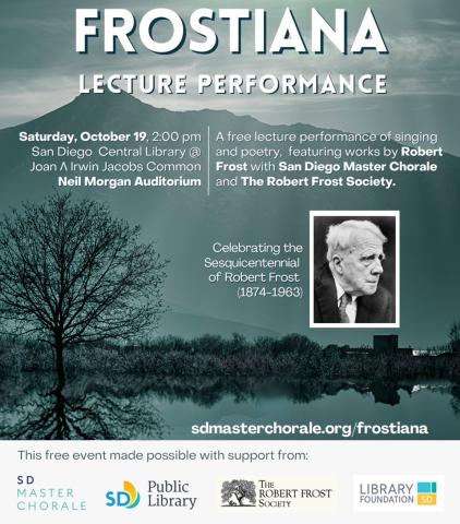 Image of Frostiana poster, event details over image of mountains and trees