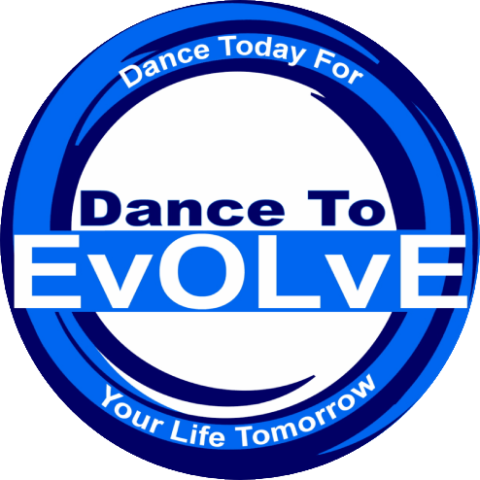 Blue and White Circle Logo for Dance to Evolve