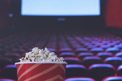 movie theater with popcorn bucket