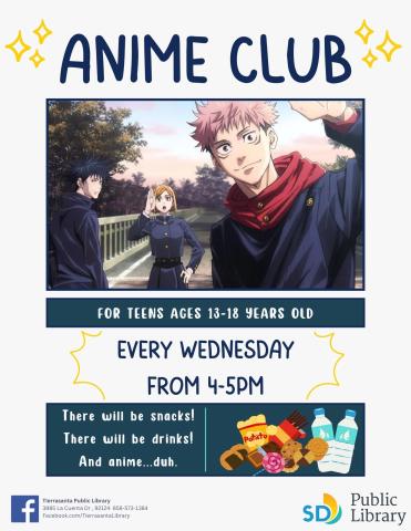 Informational flyer with anime characters