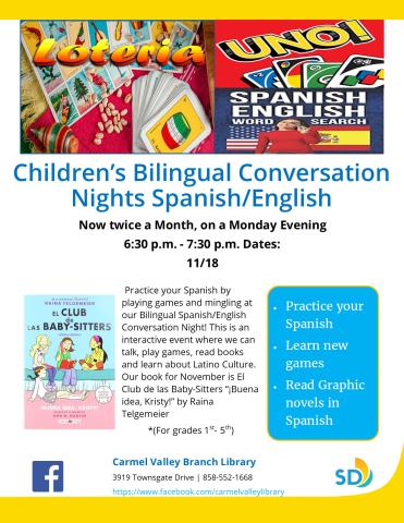 Join us for fun, games, and Bilingual Spanish/English conversation!