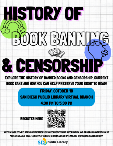 History of Book Banning and Censorship online event flyer.