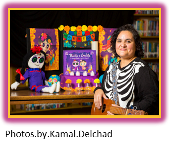 Ms. Jackie with Dia de los Muertos Display