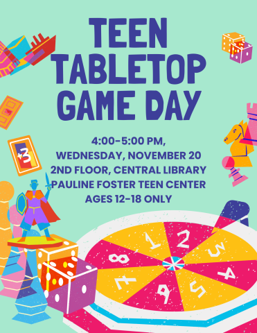 Teen Tabletop Game Day flyer.